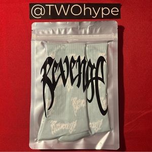 Revenge ‘Baby Blue All Over Logo’ Socks